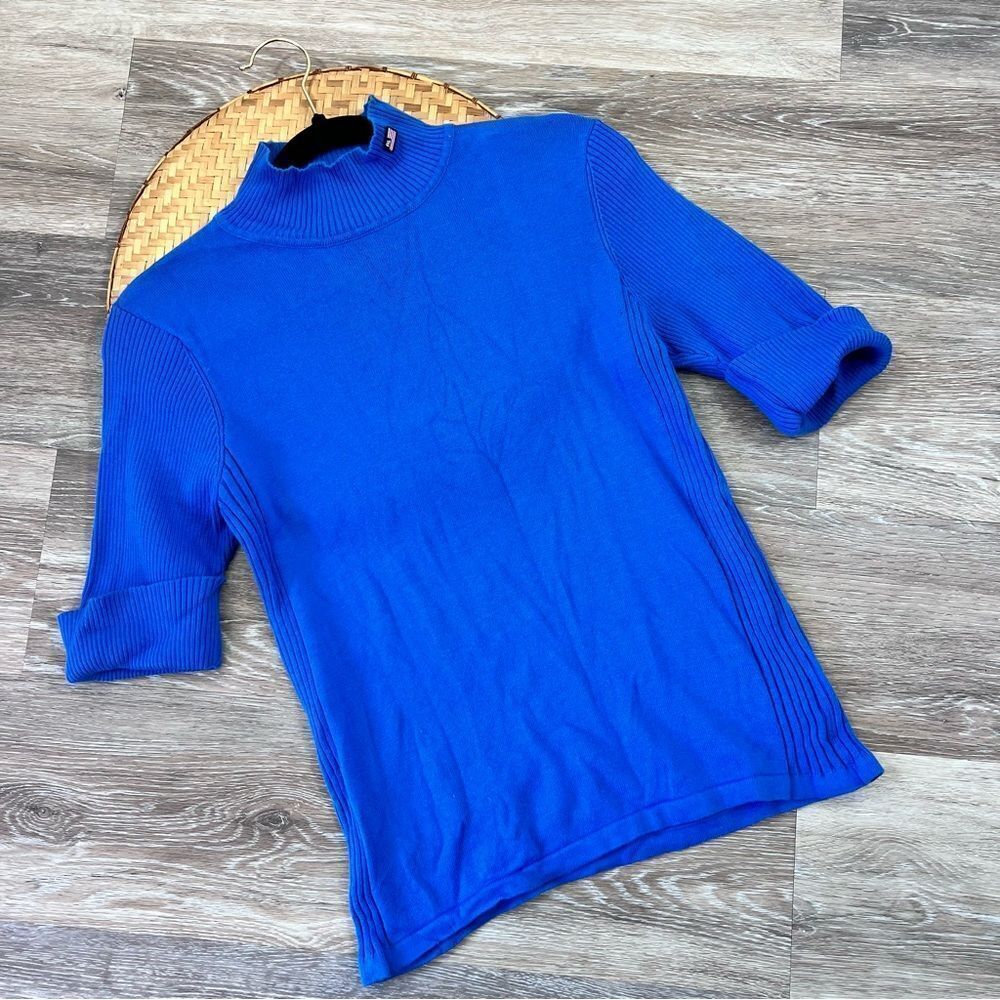 Vintage Y2K polo Ralph Lauren blue mock neck sweater short sleeve‎